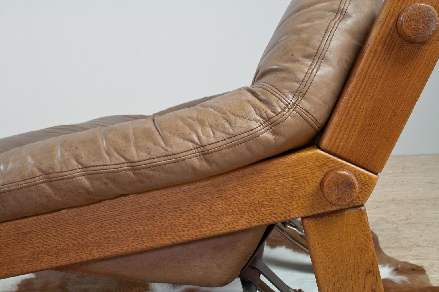 Brown Leather Two-Seat Brutalist Sofa by Gerard Van Den Berg, Montis, 1970s 2