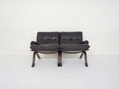 Brown Leather Two-Seater Sofa, Norway 1970's
