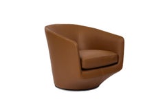 Brown Leather U Turn Swivel Club Armchair by Bensen - Available Now