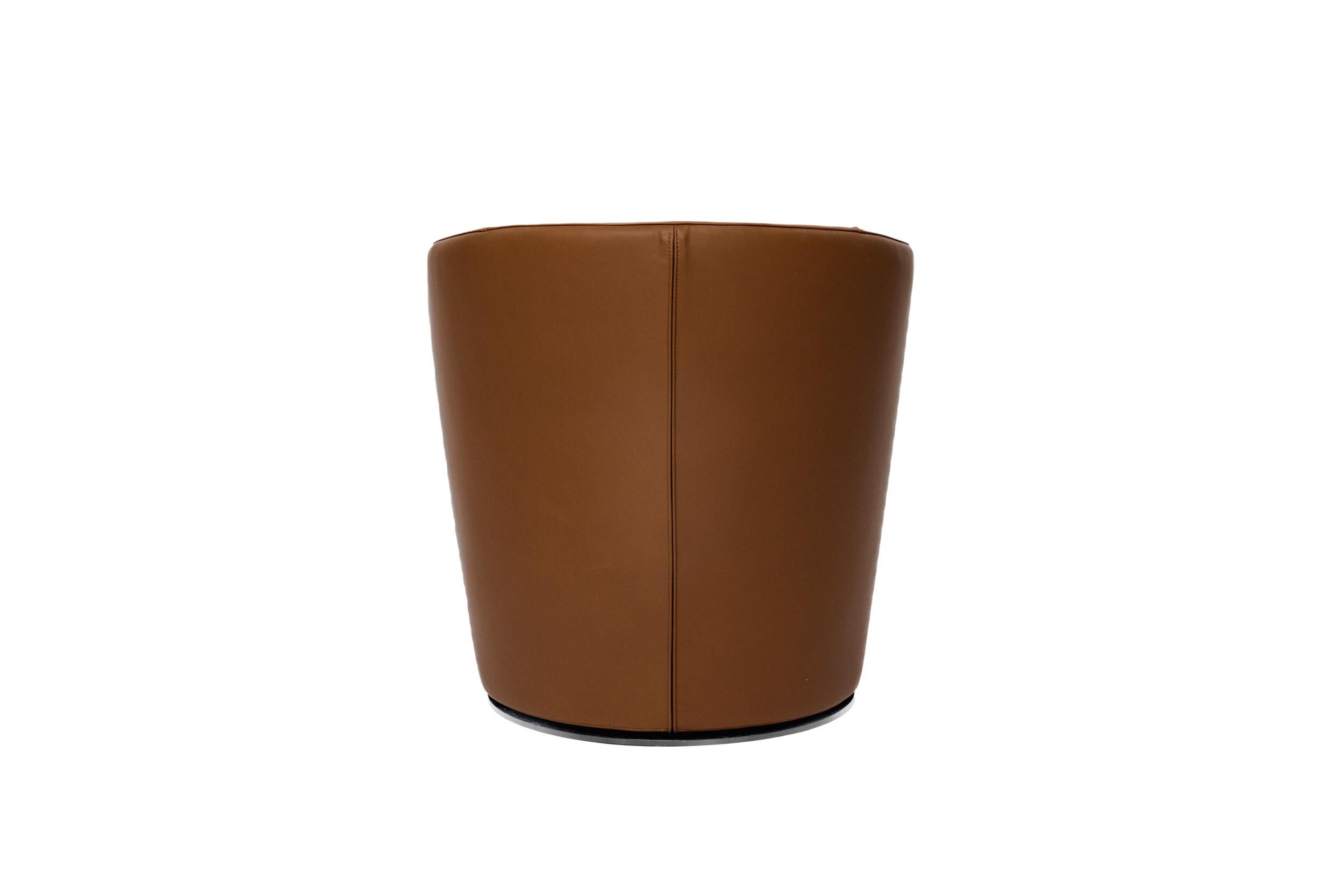 Contemporary Brown Leather U Turn Swivel Club Armchair by Bensen - Available Now