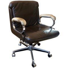 Brown Leather Used Swivel Chair by Züco Design / Zueco, Switzerland