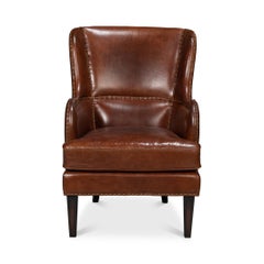 Brown Leather Wing Chair
