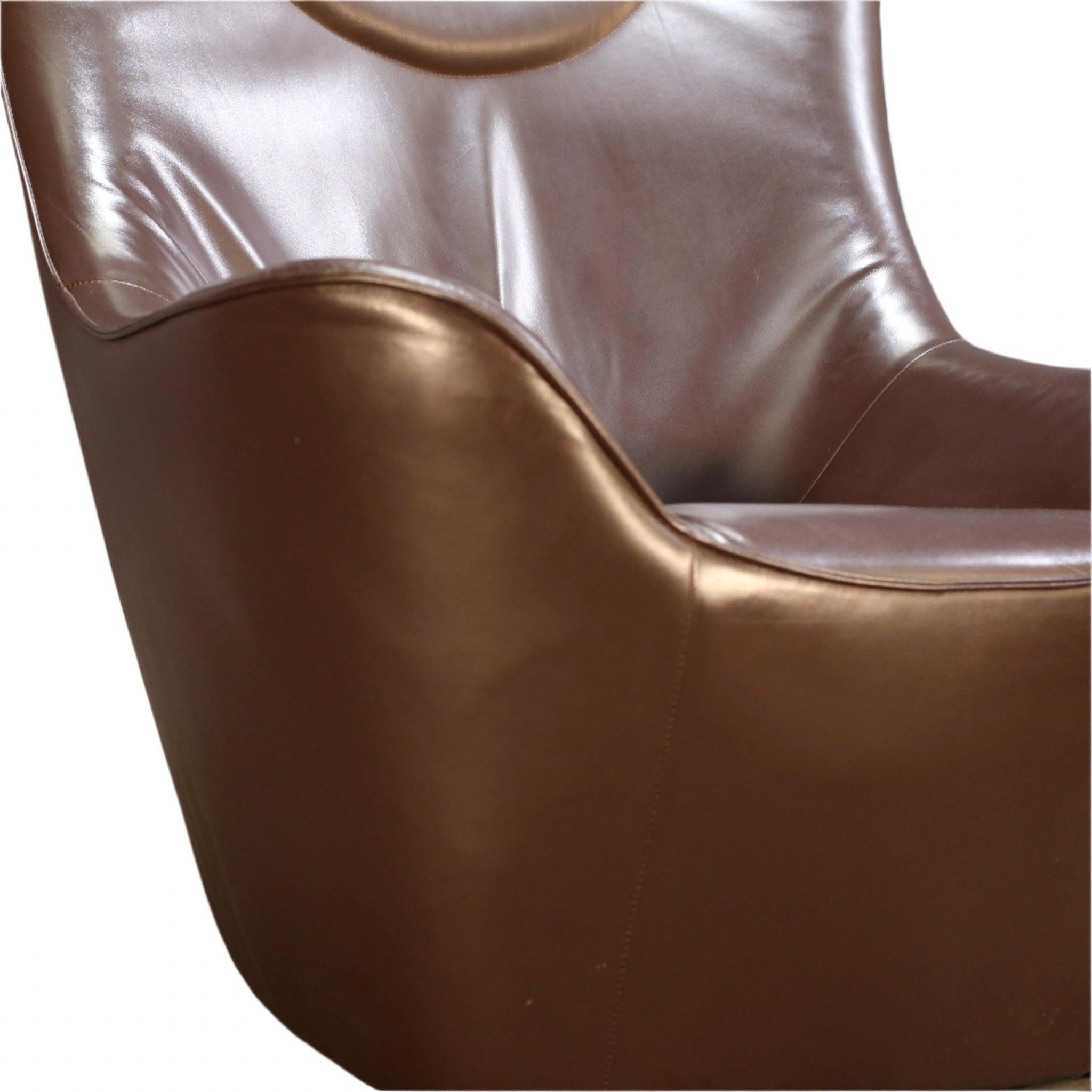 British Brown Leather Wingback Chair by Tom Dixon For Sale