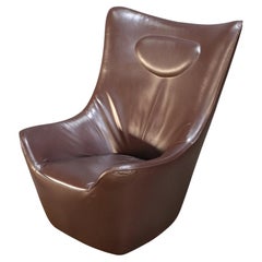 Brown Leather Wingback Chair by Tom Dixon
