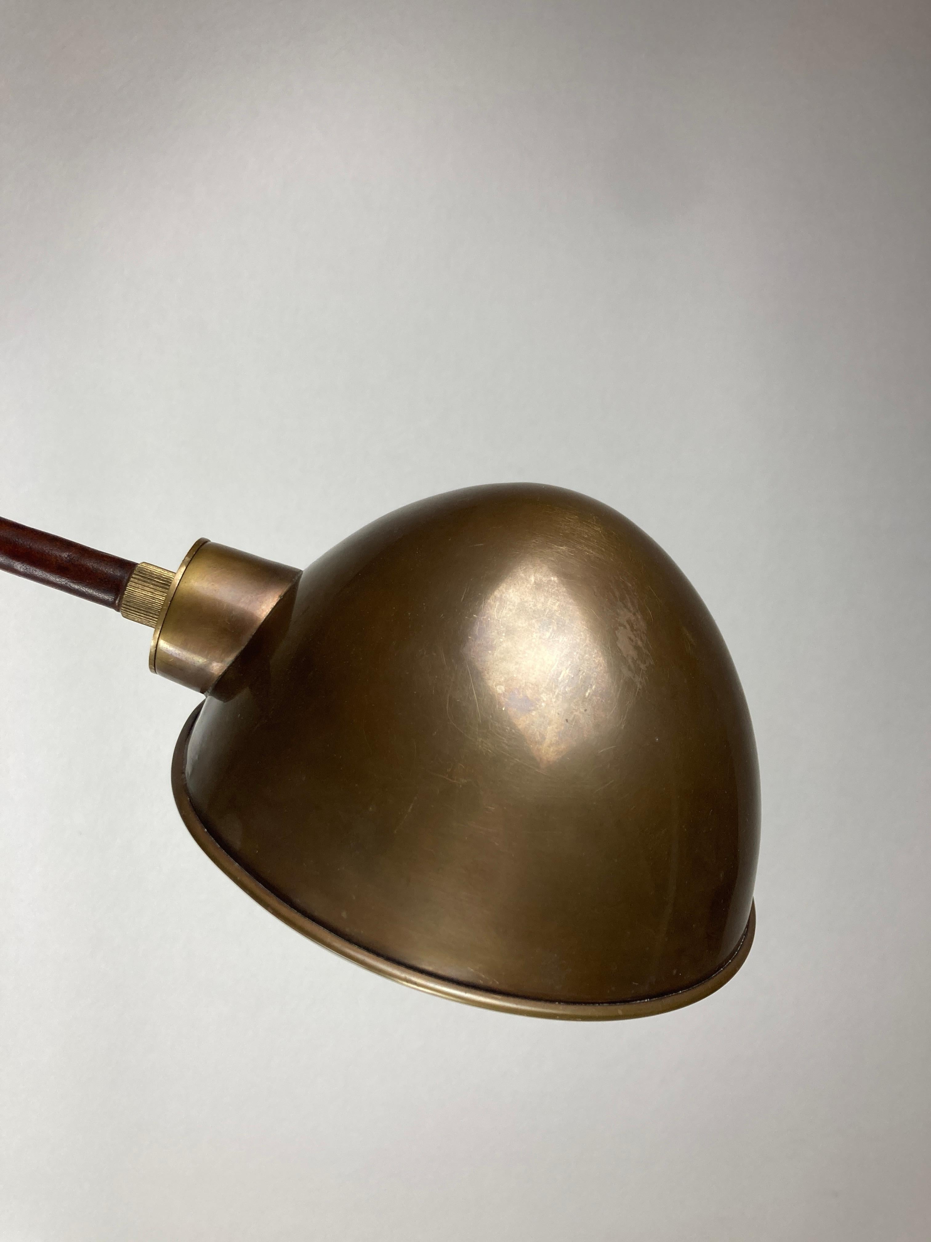 Brown leather wrapped and stitched floor lamp, 1970s 6