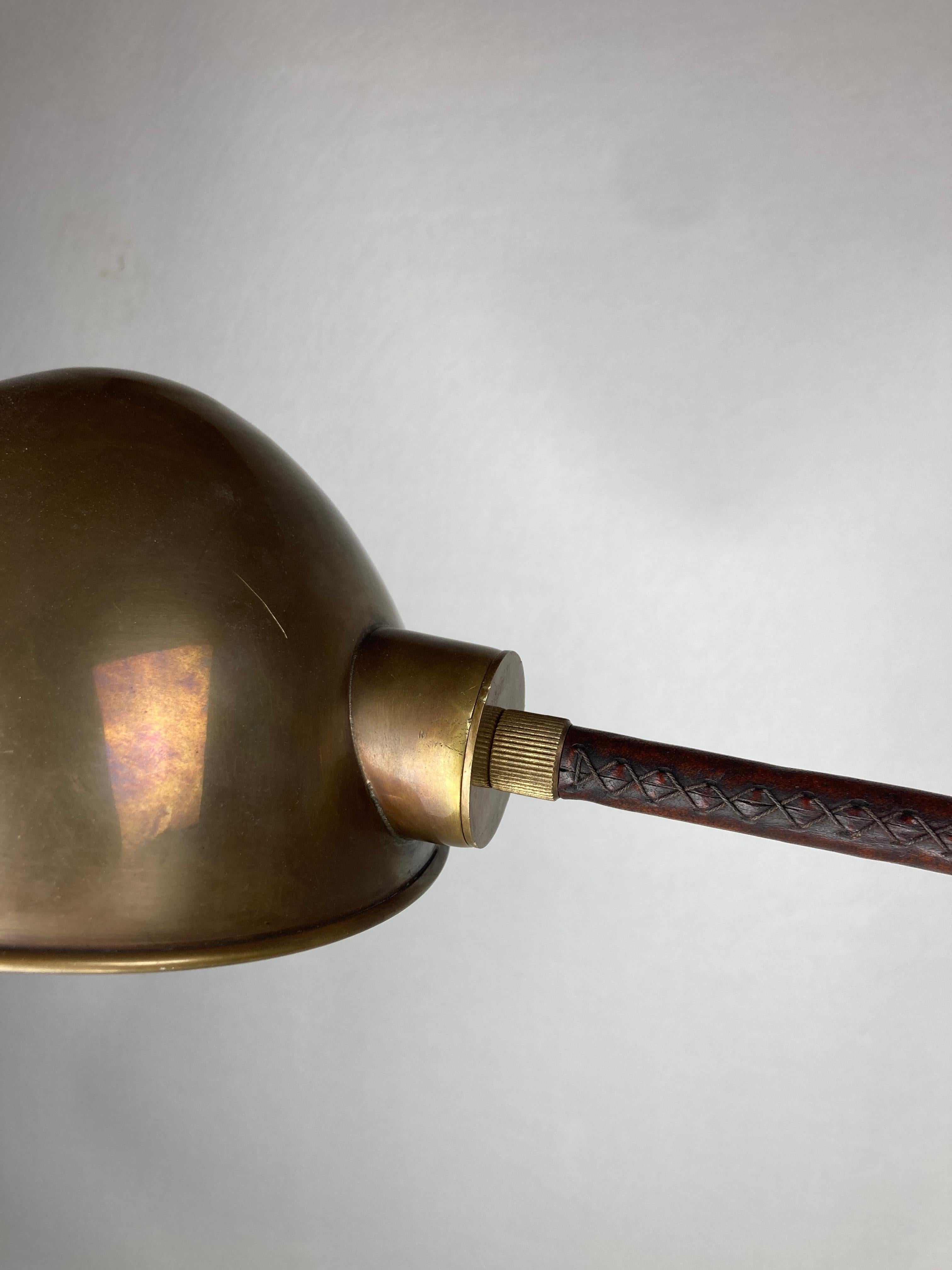 Brown leather wrapped and stitched floor lamp, 1970s 7