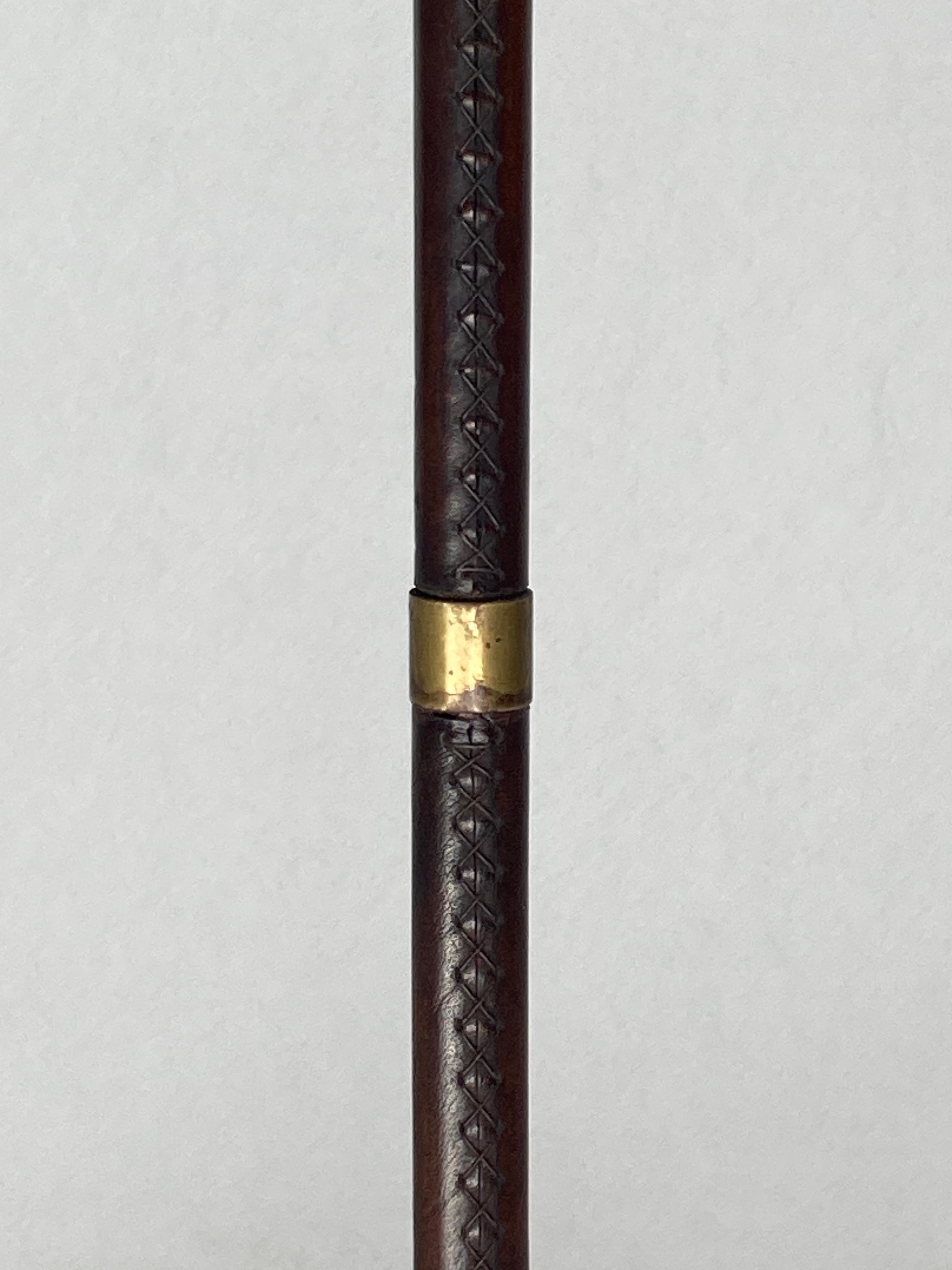 Late 20th Century Brown leather wrapped and stitched floor lamp, 1970s