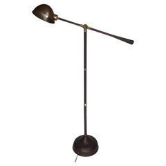 Brown leather wrapped and stitched floor lamp, 1970s