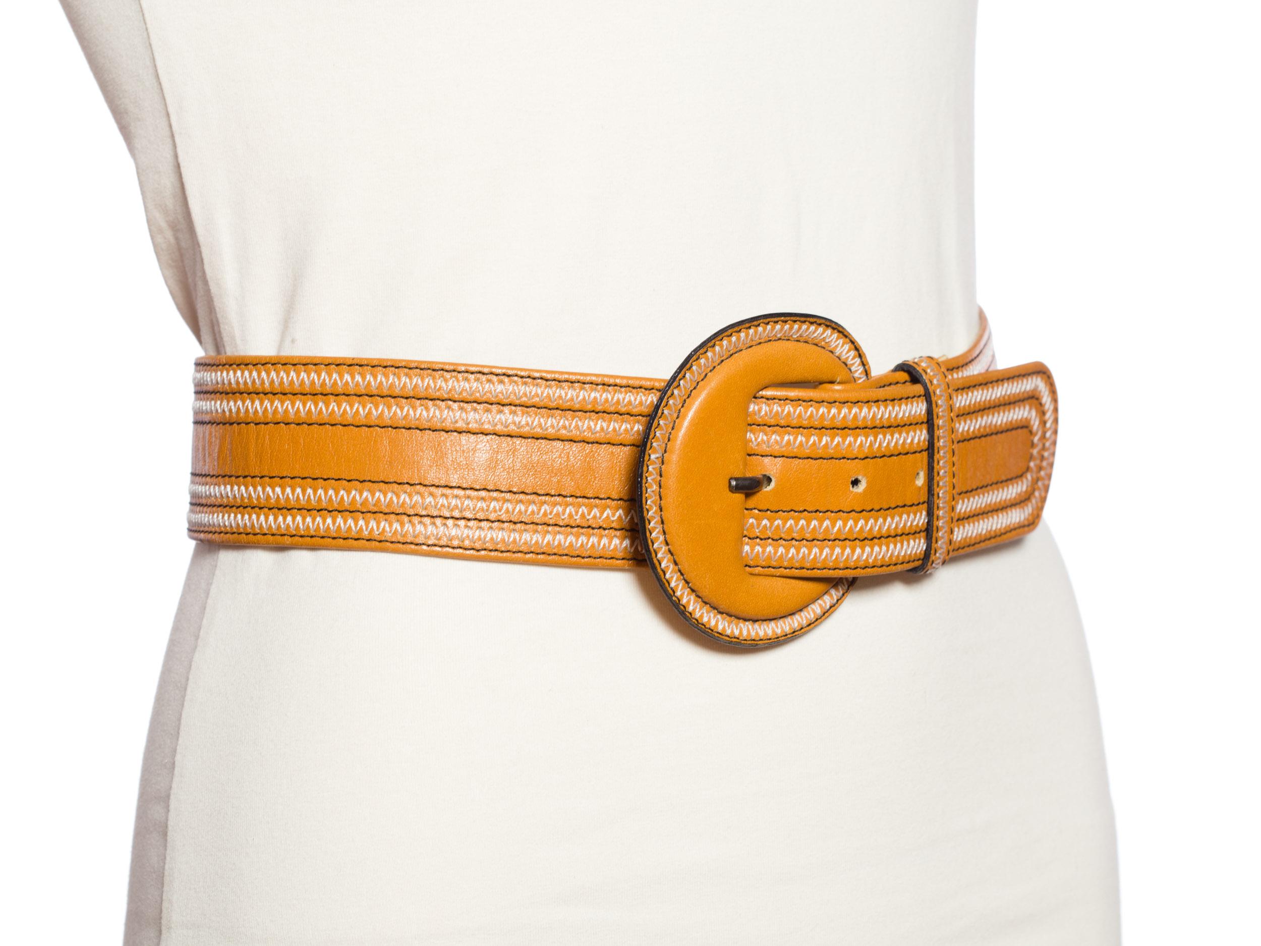 Brown Leather Yves Saint Laurent Cowgirl Belt In Excellent Condition In New York, NY