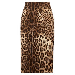 Brown Leopard Print Knee Skirt Size L