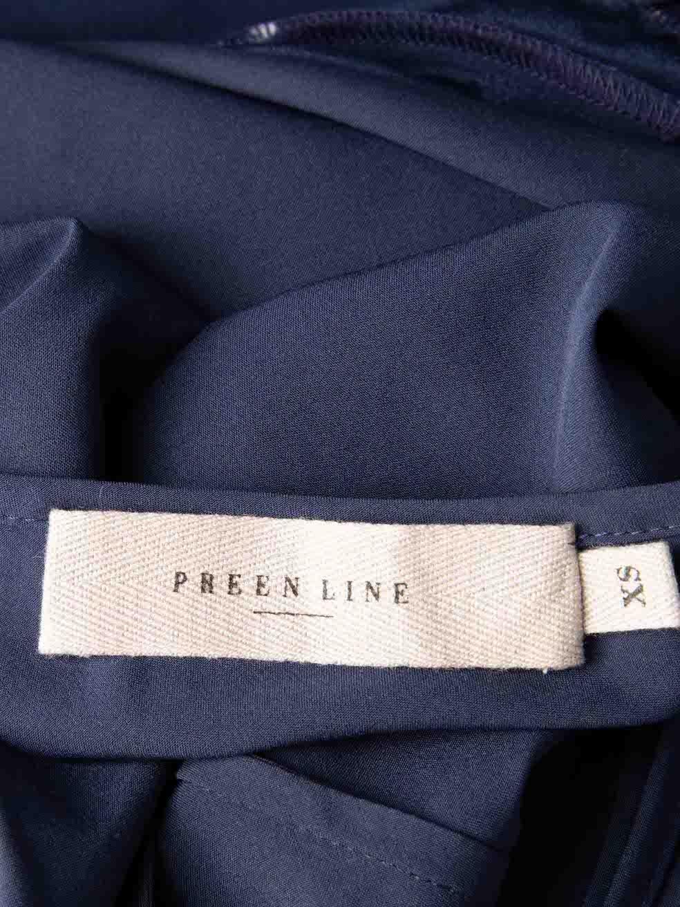 Preen Line Marineblaues Maxikleid mit Blumendruck und Rüschen als Akzent Größe XS Damen im Angebot