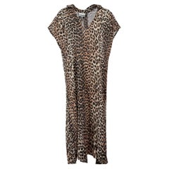 Brown Leopard Print V Neck Beach Dress Size XXS