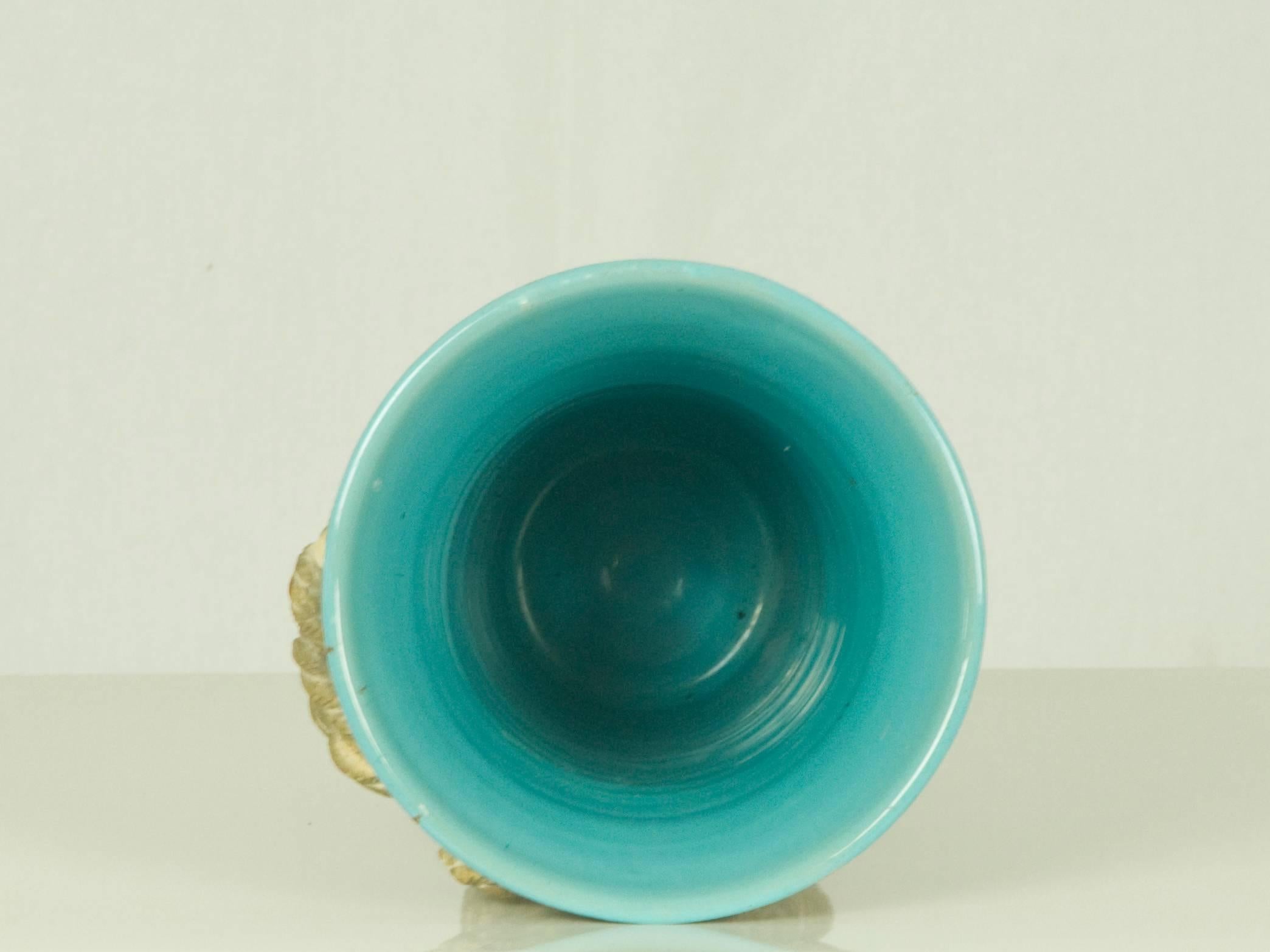 Italian Brown & Light Blue Ceramic Vase by Ugo Zaccagni for Zaccagnini Ceramiche, 1940s