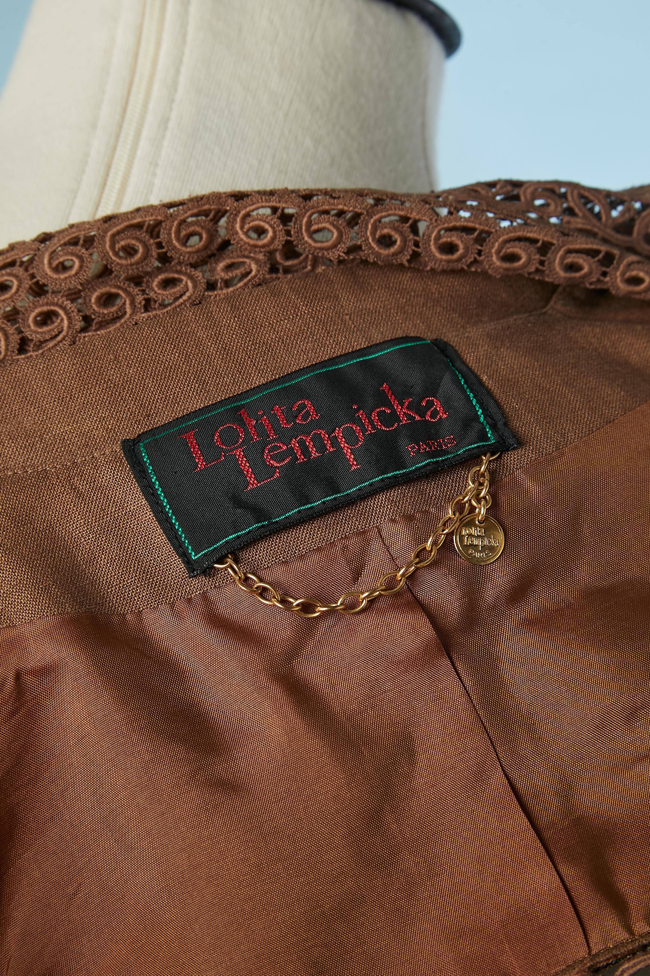 Brown linen and lace bra and boléro ensemble Lolita Lempicka Circa 1990's  For Sale 1