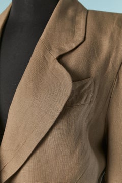 Brown linen single breasted jacket THIERRY MUGLER