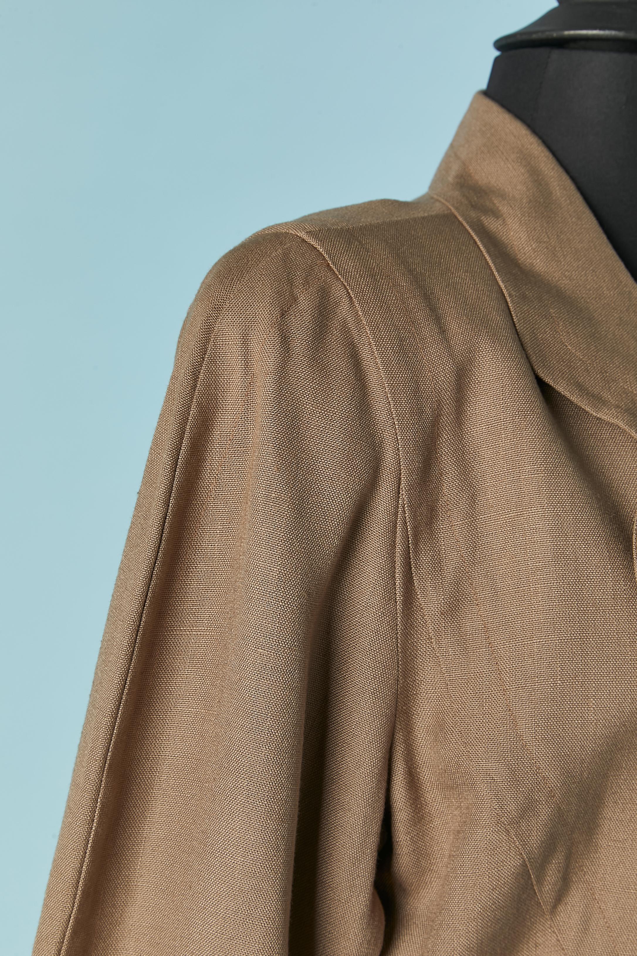 Women's Brown linen single breasted jacket THIERRY MUGLER For Sale