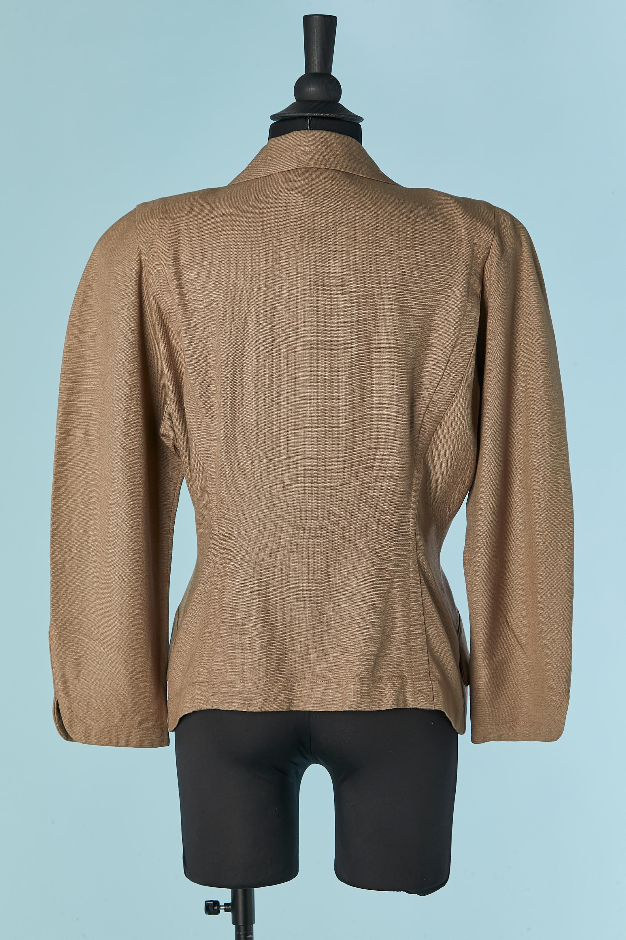 Brown linen single breasted jacket THIERRY MUGLER For Sale 3