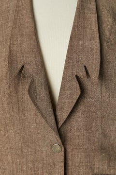 Brown linen skirt-suit THIERRY MUGLER Circa 1990's