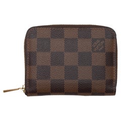Brown Louis Vuitton Damier Ebene Small Zip Wallet