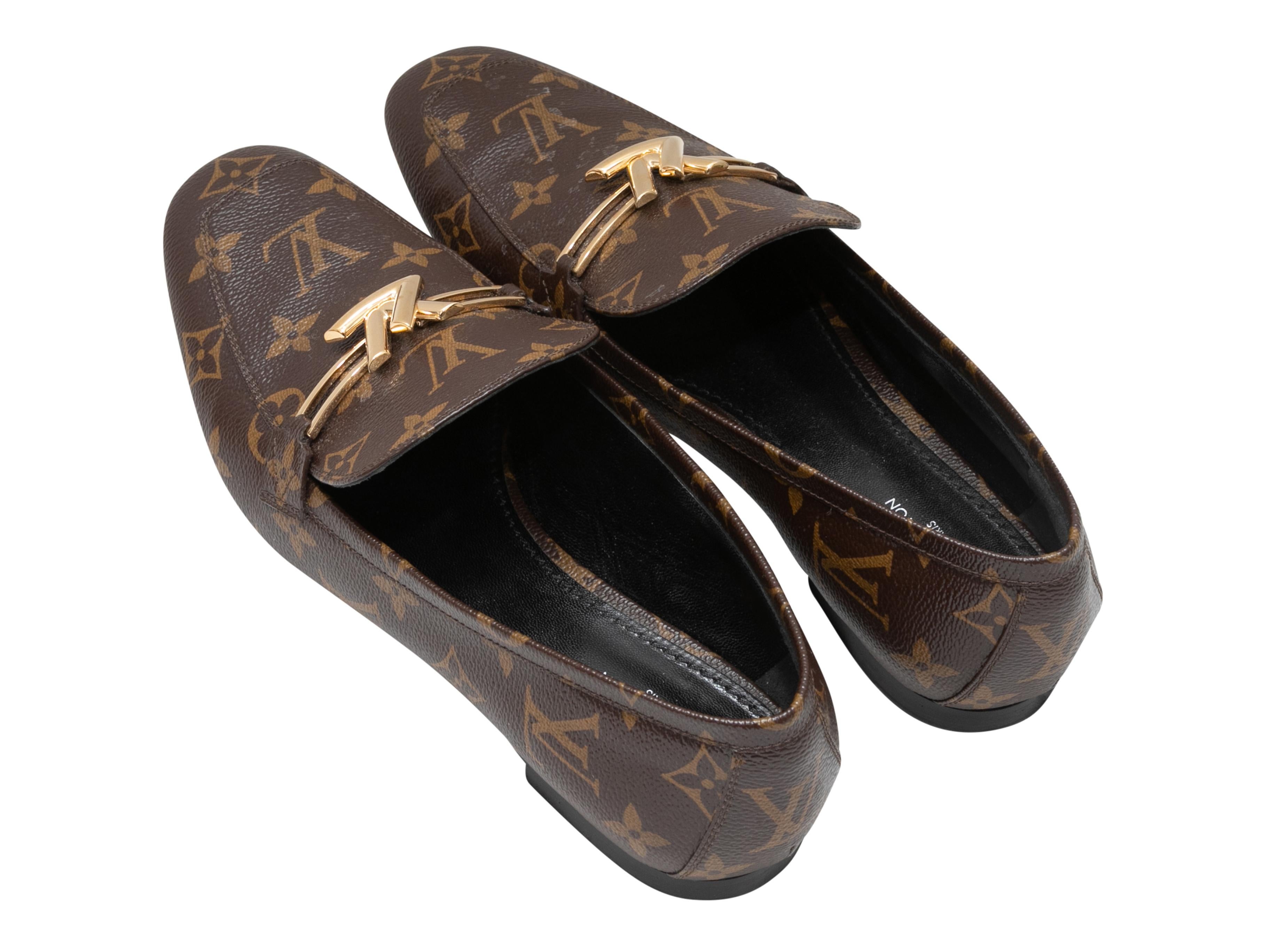 Women's Brown Louis Vuitton Monogram Upper Case Loafers Size 39 For Sale