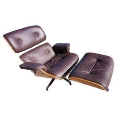 Brown Lounge Chair In The Manner Of The Eames Executive Lounge With Ottoman 