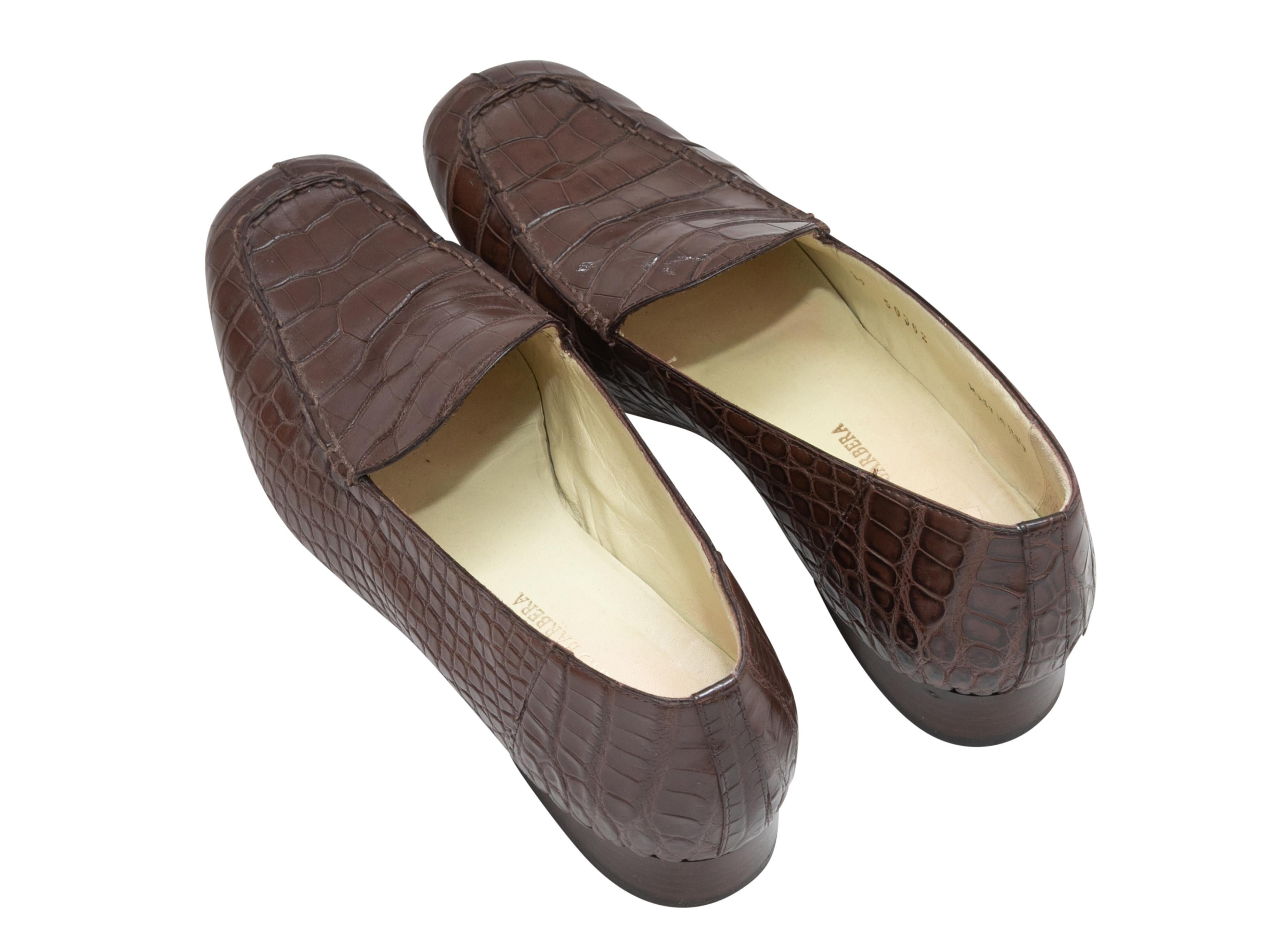 Women's Brown Luciano Barbera Croc Loafers Size 37 For Sale