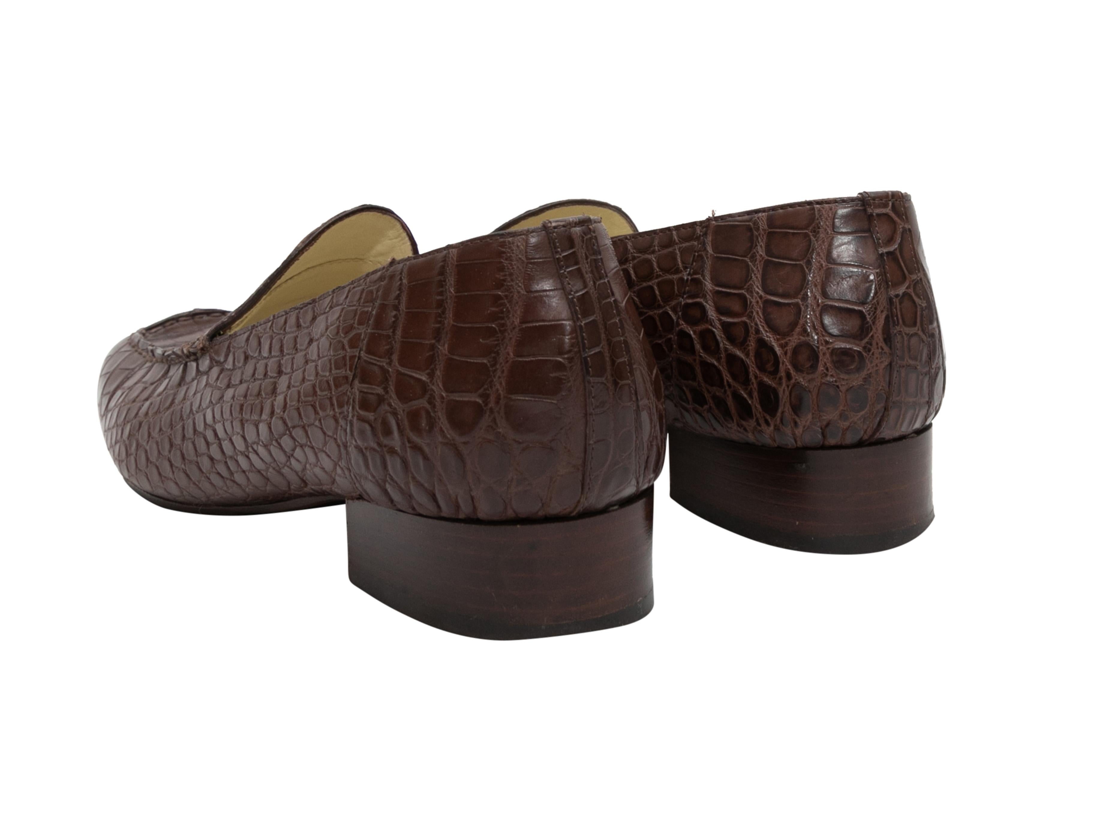 Brown Luciano Barbera Croc Loafers Size 37 For Sale 1