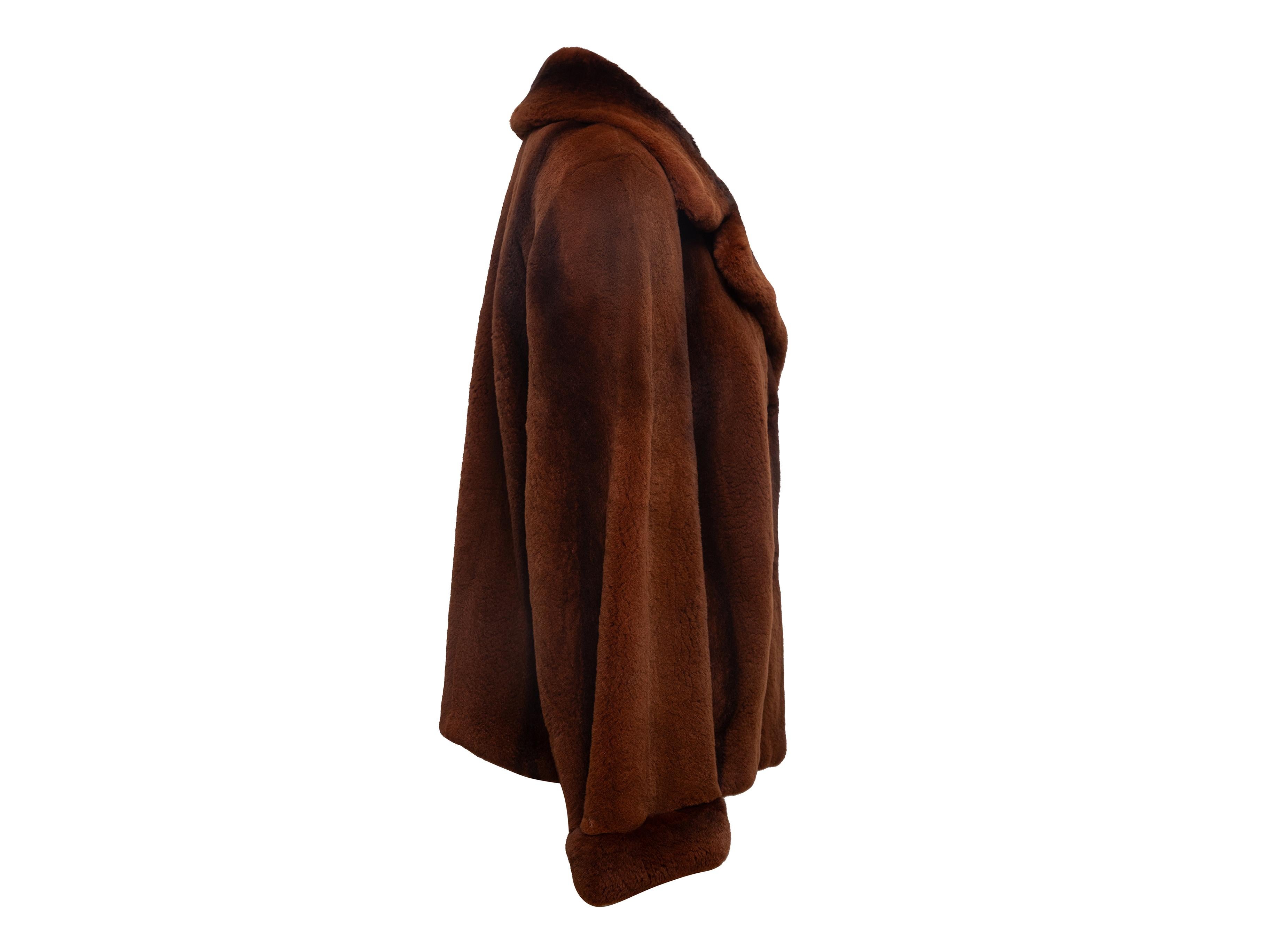 Nero Giacca di pelliccia marrone Luciano Barbera taglia US S in vendita