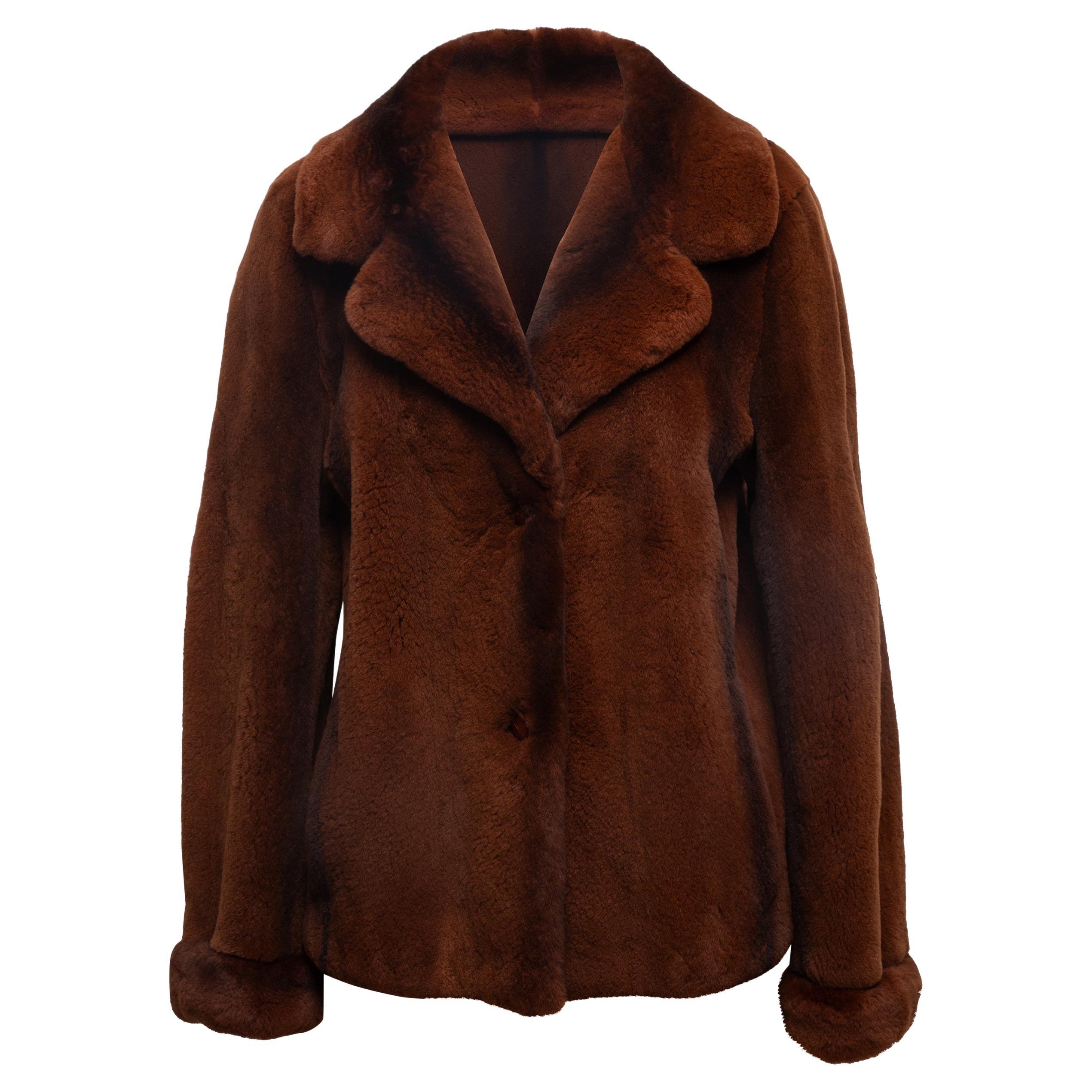 Braun Luciano Barbera Pelz Jacke Größe US S