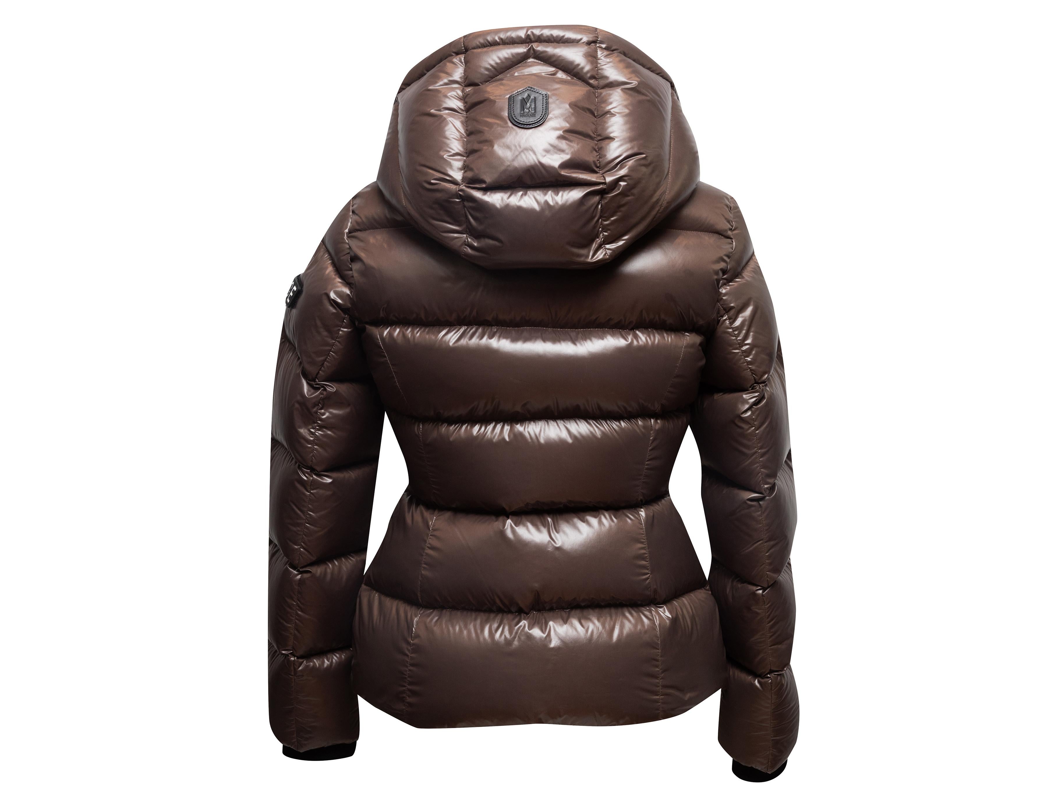 Piumino con cappuccio marrone Mackage taglia US S In condizioni buone in vendita a New York, NY