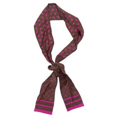 Brown & Magenta Louis Vuitton Silk Twille Scarf