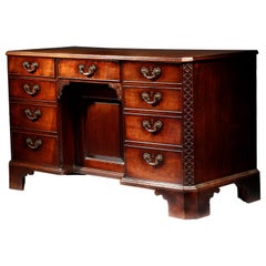 Brown Mahogany George III Chippendale Kneehole Desk