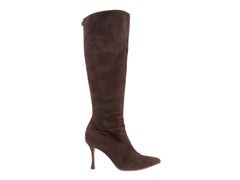 Bottes à talons pointus en daim Manolo Blahnik Brown Taille 38