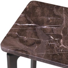 Brown Marble Console Table with Bronze Finish Legs