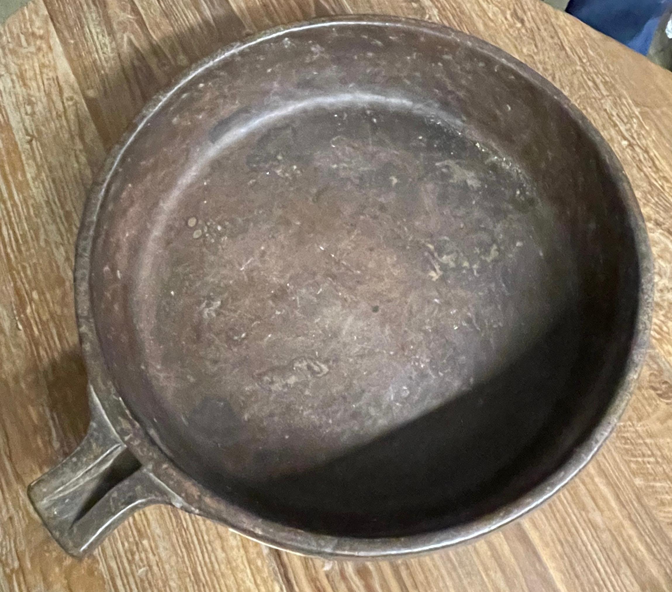 Indian Brown Marble Handled Food Offering Bowl, India, 19th Century For Sale