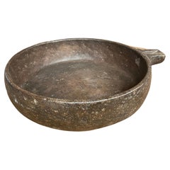Brown Marble Handled Food Offering Bowl, India, 19th Century