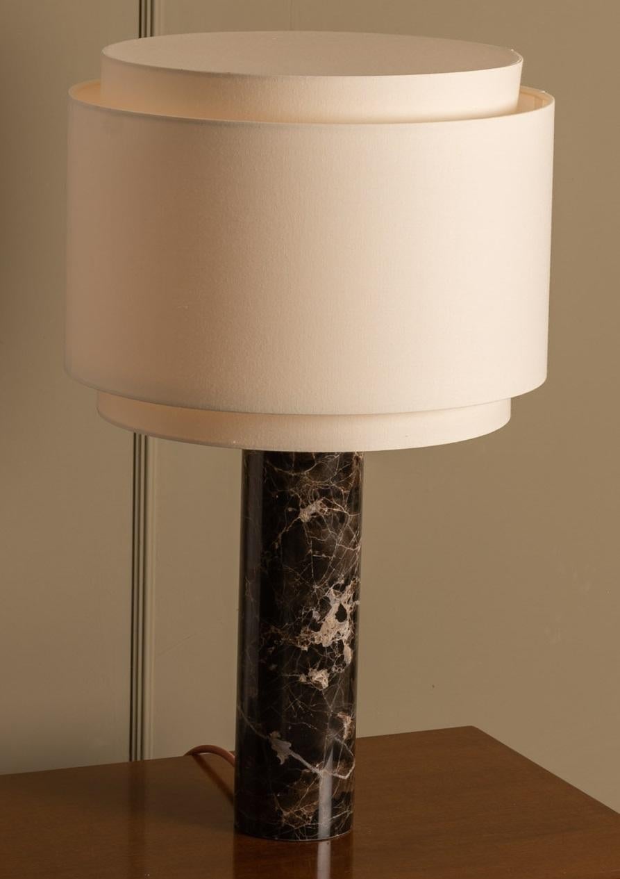 Brown Marble Pipo Duoble Table Lamp by Simone & Marcel
Dimensions: D 35 x W 35 x H 60 cm.
Materials: Cotton and brown marble.

Also available in different marble and wood options and finishes. Custom options available on request. Please contact us.