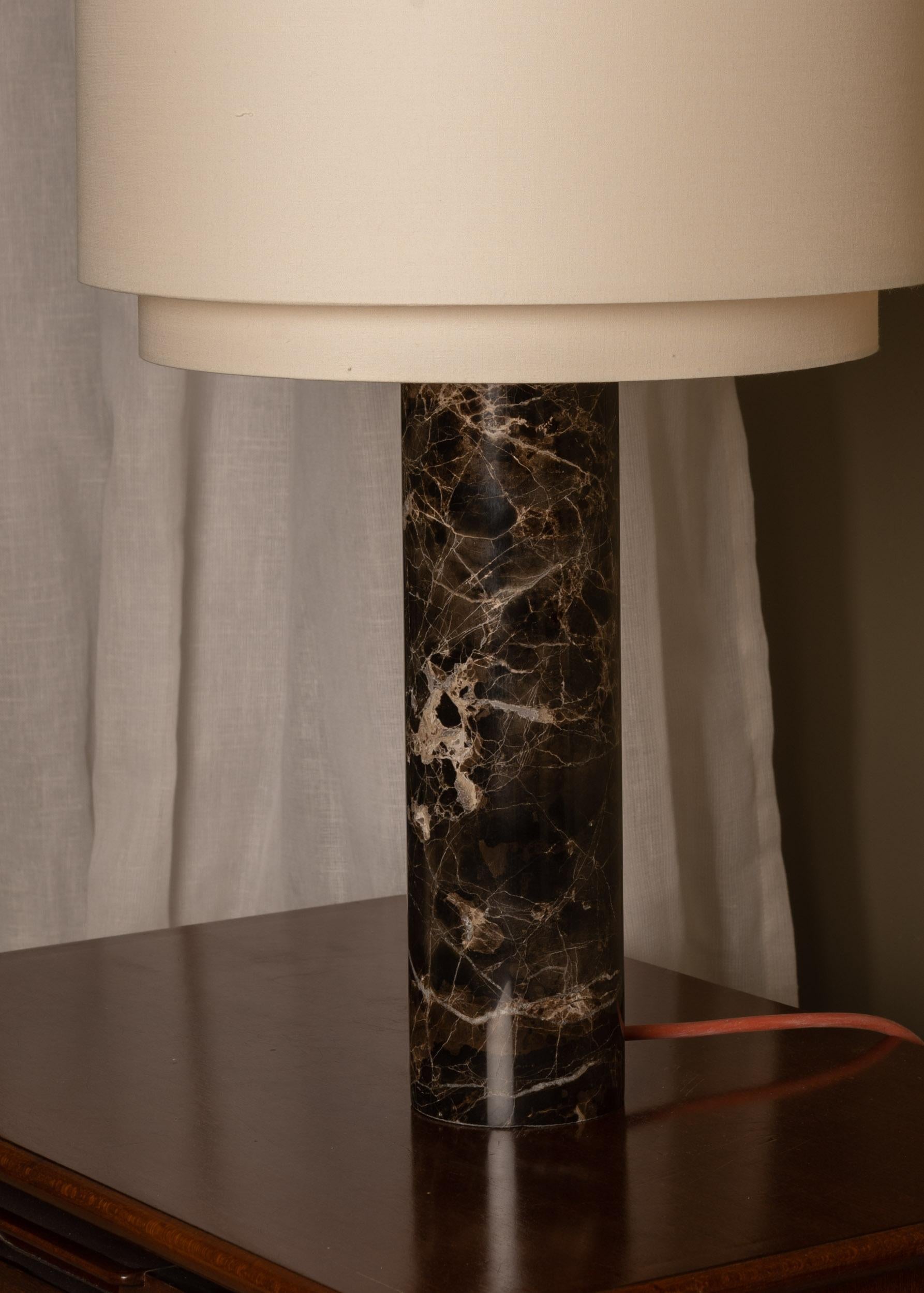 Spanish Brown Marble Pipo Duoble Table Lamp by Simone & Marcel For Sale