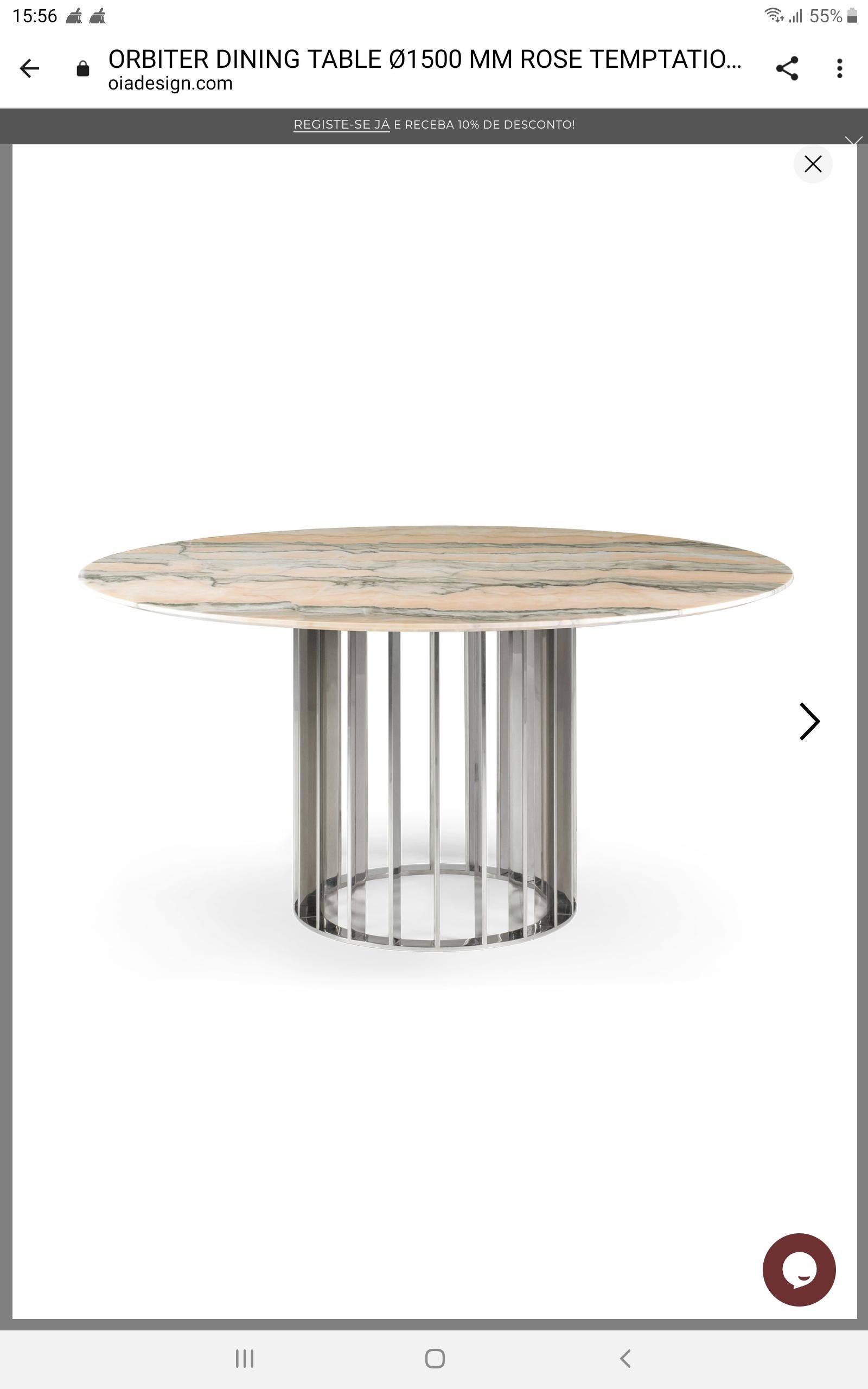 Contemporary Brown Marble Stainless Steel Dining Table For Sale