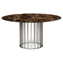 Brown Marble Stainless Steel Dining Table