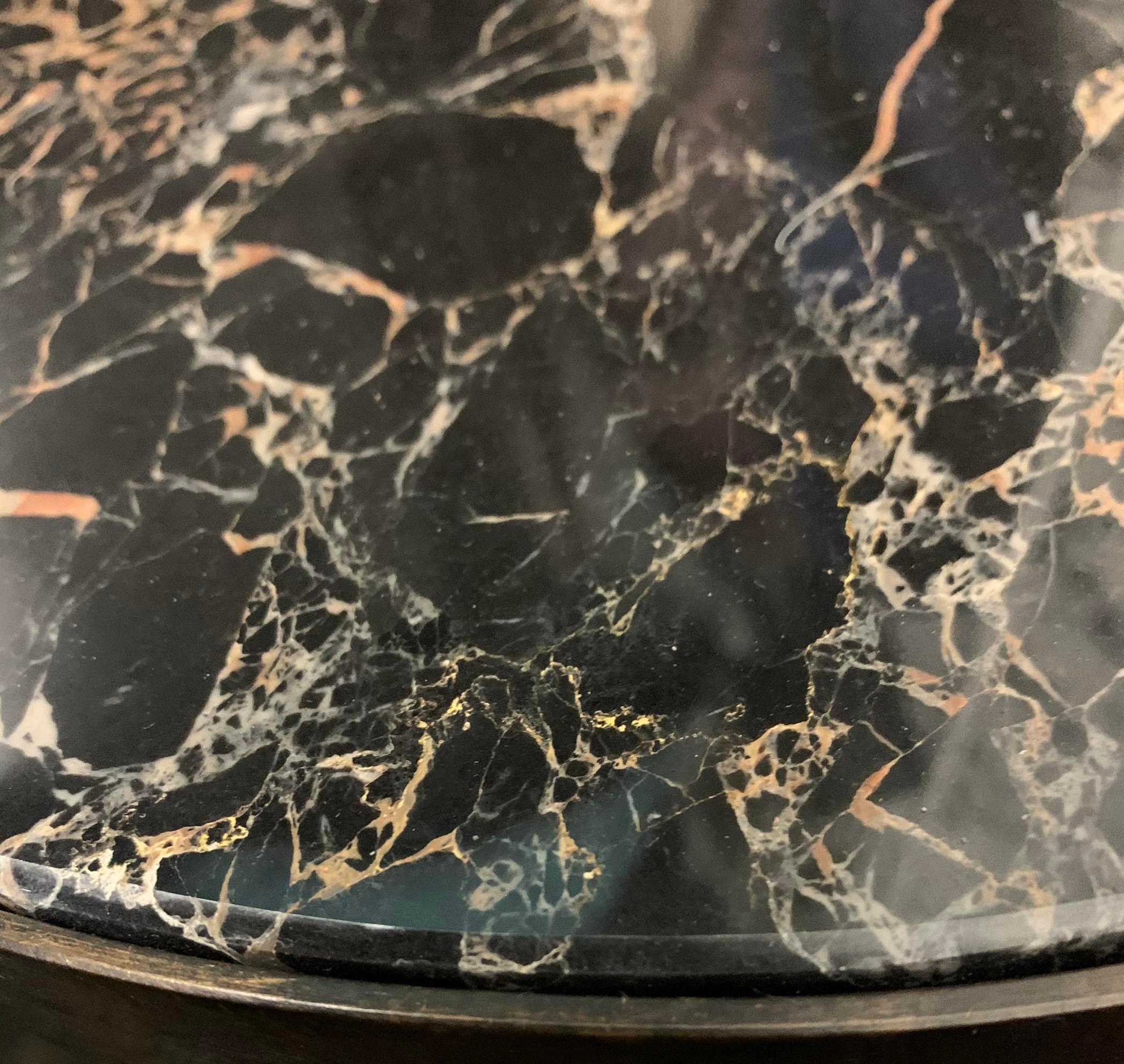 Black Marble-Top, Bronze Base Side Table, Germany, Contemporary In New Condition In New York, NY