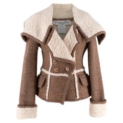 Brown Marl Knitted Aviator Jacket
