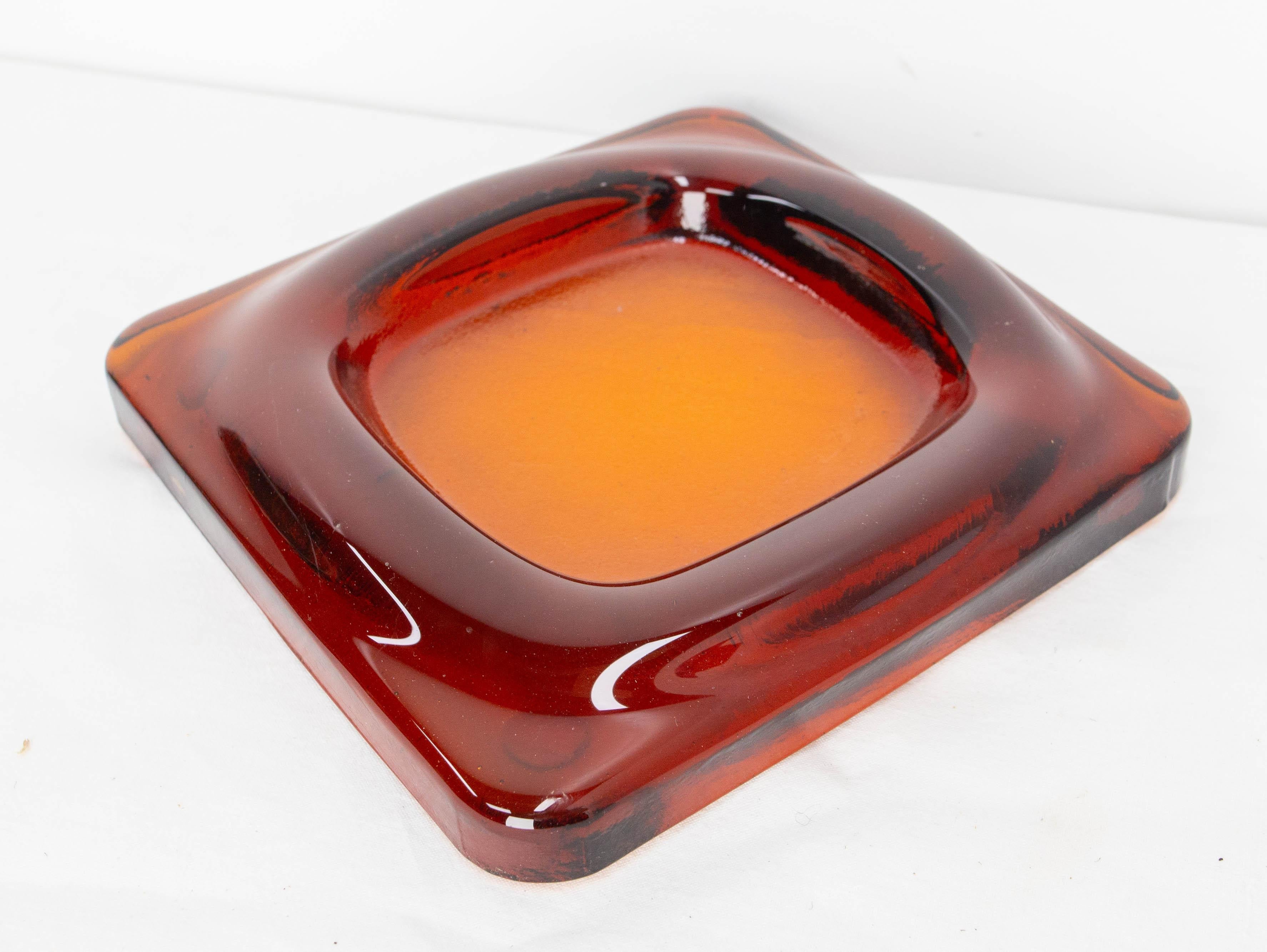 Mid-Century Modern Brown Massive Glass Ashtray or Vide-Poche, Midcentury For Sale