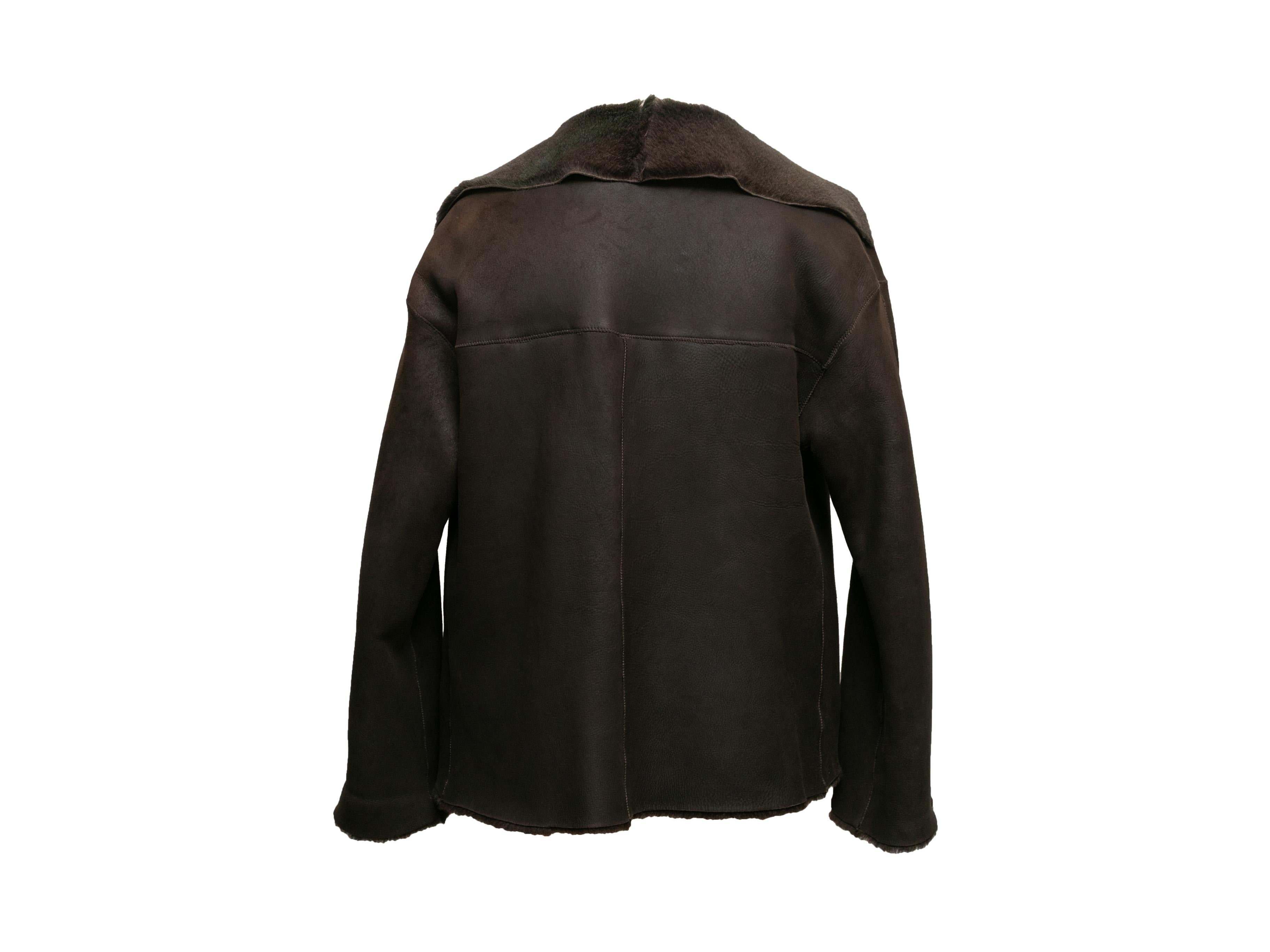Noir Veste à franges en shearling de couleur Brown Maurizio Pecoraro Taille US IT 38