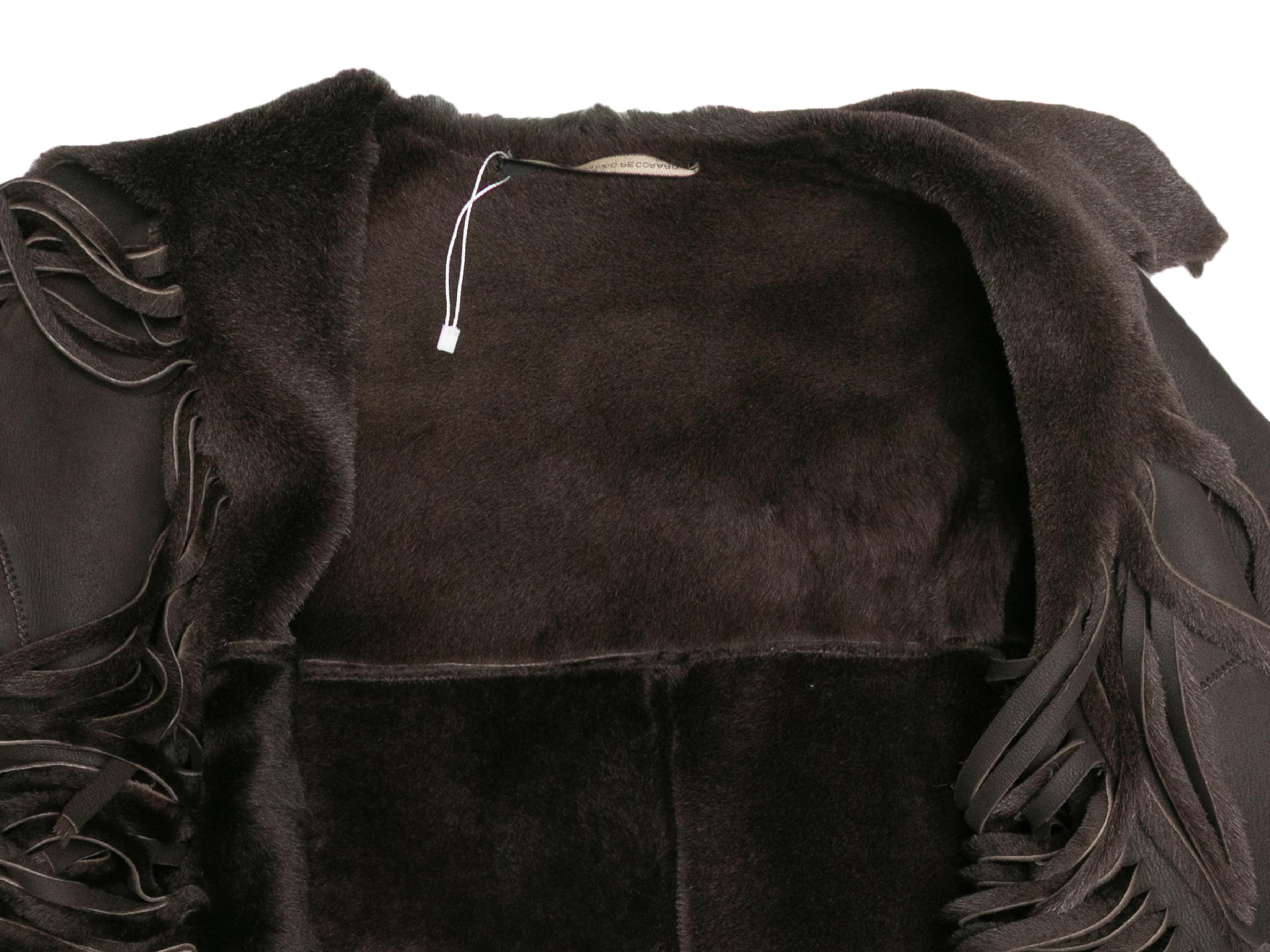 Veste à franges en shearling de couleur Brown Maurizio Pecoraro Taille US IT 38 Bon état à New York, NY