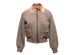 Braune Maurizio Pecoraro Jacke aus Schurwolle mit Ziegenhaarbesatz Größe IT 42