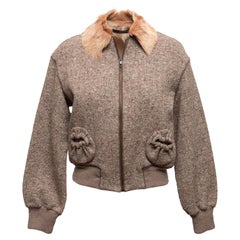 Braune Maurizio Pecoraro Jacke aus Schurwolle mit Ziegenhaarbesatz Größe IT 42