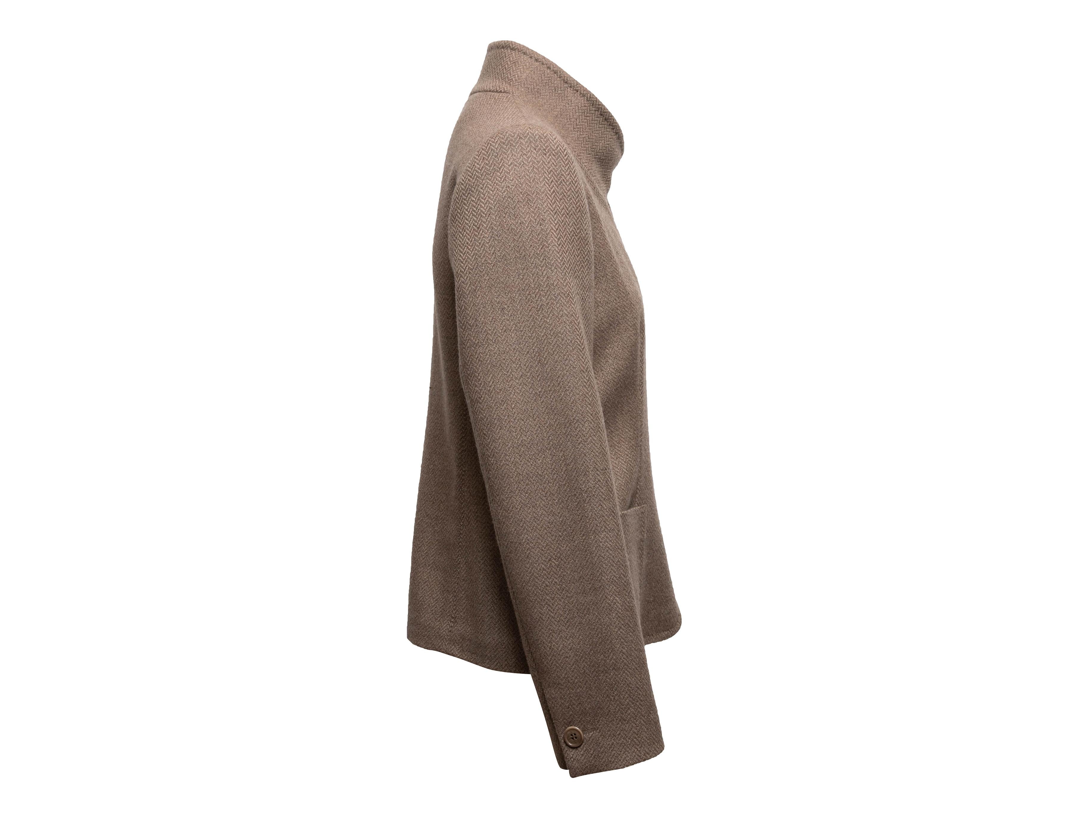 Brown Max Mara Virgin Wool & Cashmere Jacket Size US 12 In Good Condition For Sale In New York, NY