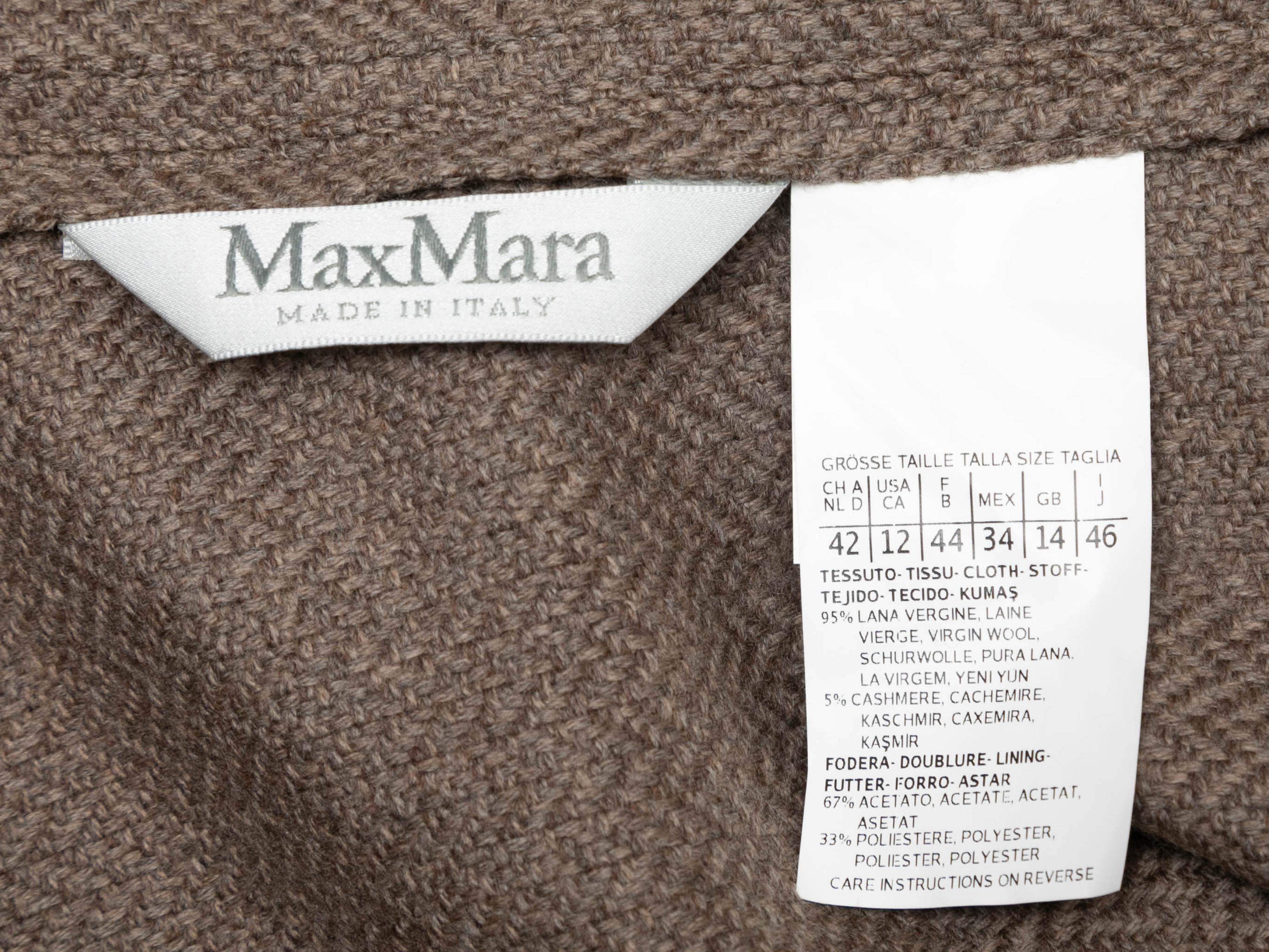 Brown Max Mara Virgin Wool & Cashmere Jacket Size US 12 For Sale 1