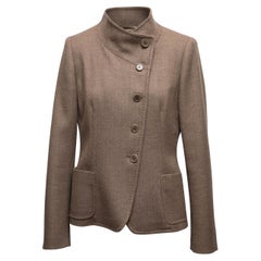 Brown Max Mara Virgin Wool & Cashmere Jacket Size US 12